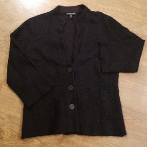 Eileen Fisher Black Mohair Blend Cardigan Size PM